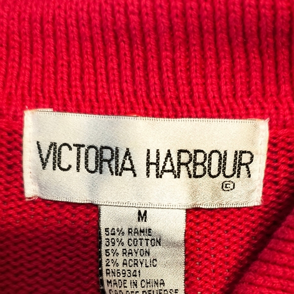 Vintage VICTORIA HARBOUR Geometric Rainbow Cardigan Sweater Women Sz M - Picture 8 of 11